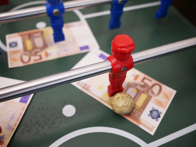 Sports event screen and casino reels blended in a distressed gaming room