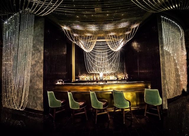 Rust colored casino lounge with worn paper visual texture